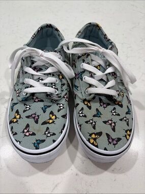Vans Kids Butterfly Canvas Sneakers - Sage with Multicolor Butterflies